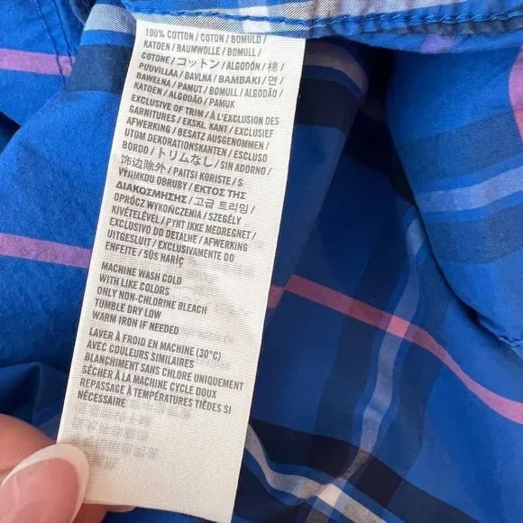 Abercrombie & Fitch womens button front shirt size XS blue pink - Picture 4 of 10